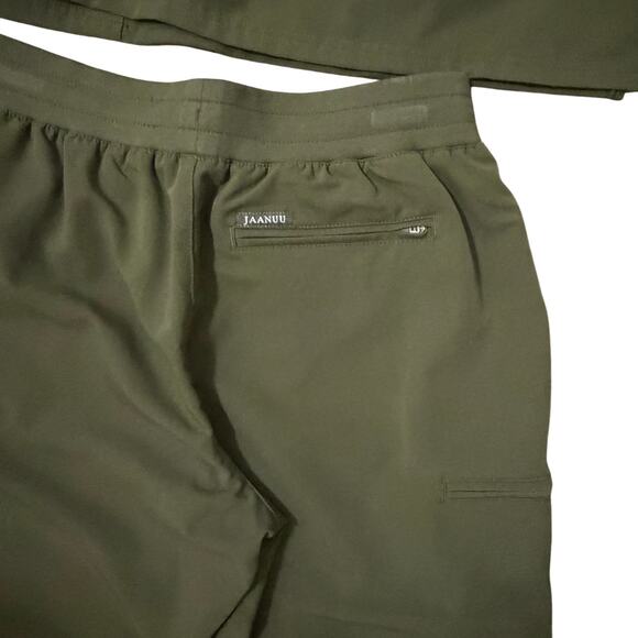 Jaanuu olive scrub set sz M w jogger pants nurse workwear scrubs green medical - Picture 2 of 8